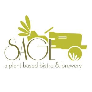 a logo for sage a plant based bistro and brewery.