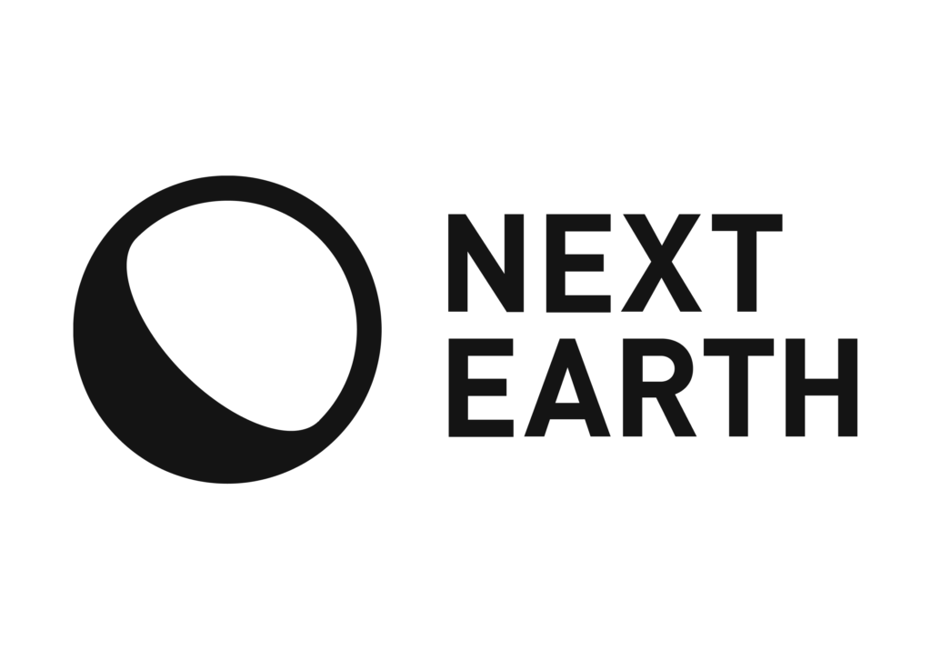 the next earth logo on a black background.