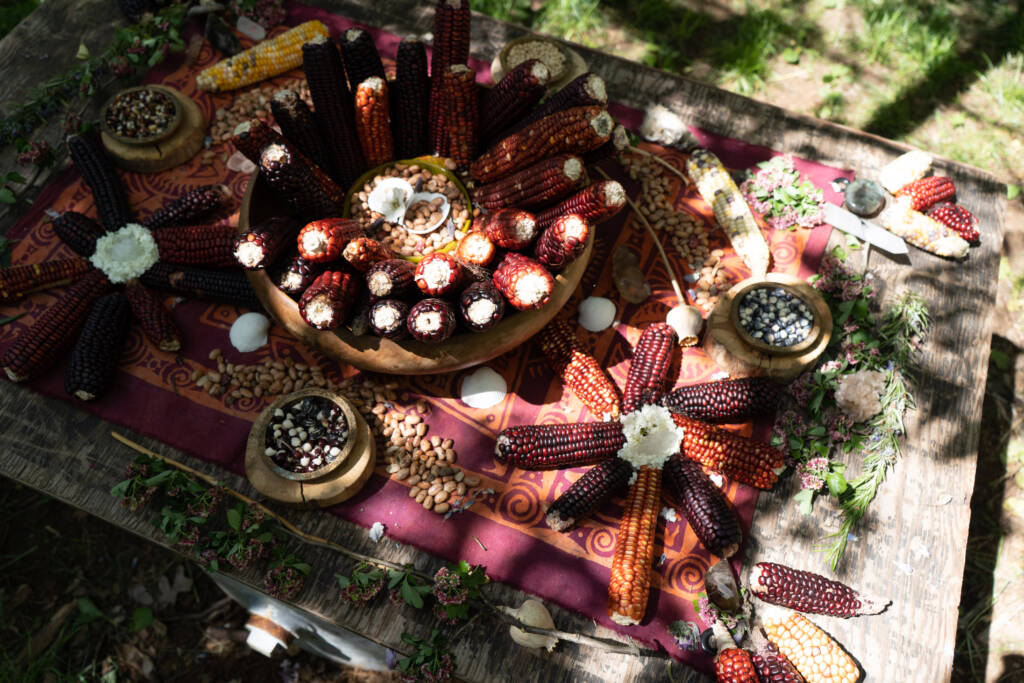 ceremonial table with corn