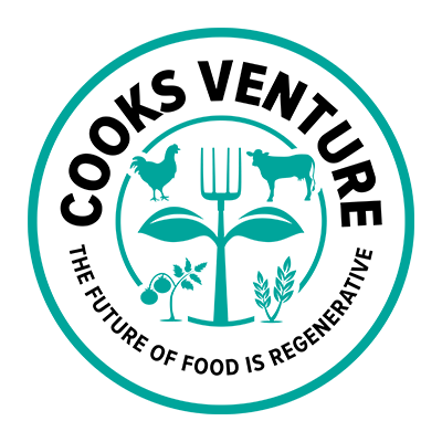 the logo for cooks venture the future of food is regentative.