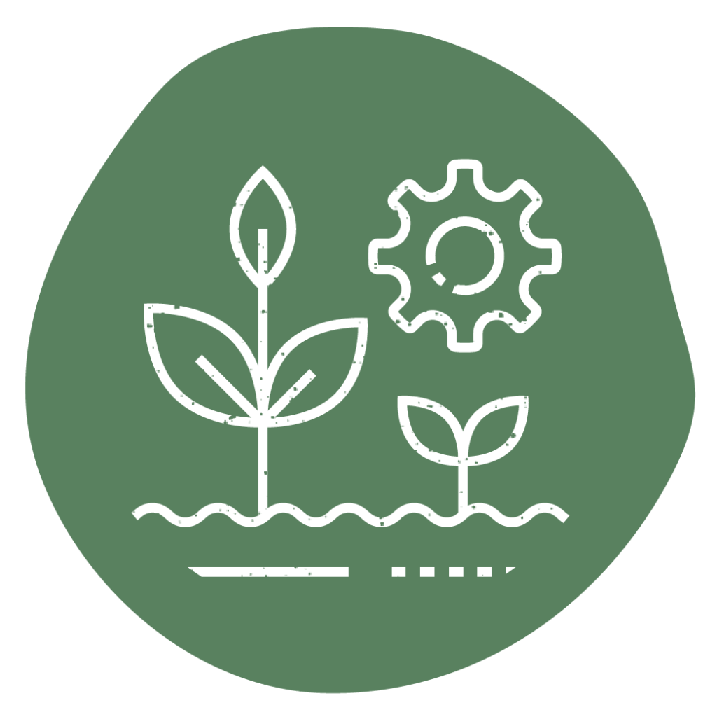 A plant-filled circle promoting regenerative agriculture techniques.