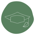 a green circle with a white graduation cap.