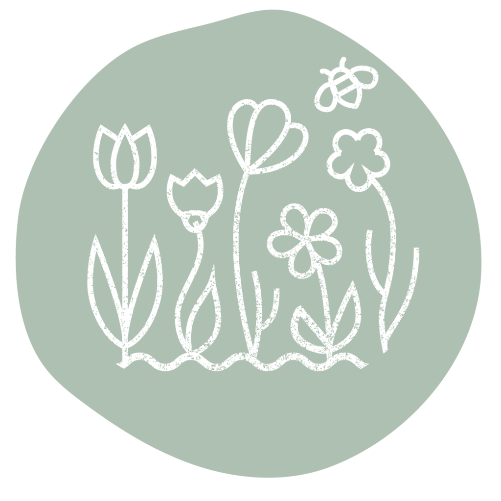 a drawing of flowers in a circle.