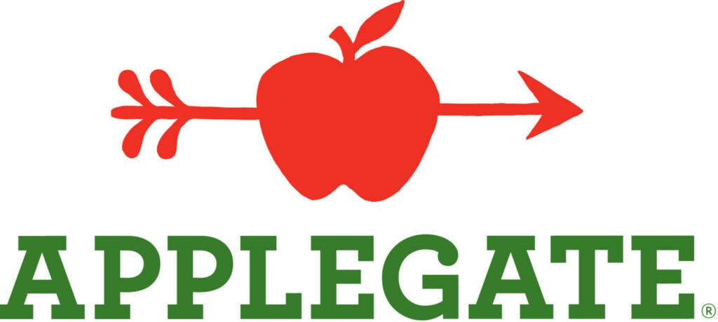 the applegate logo with an arrow pointing to it.