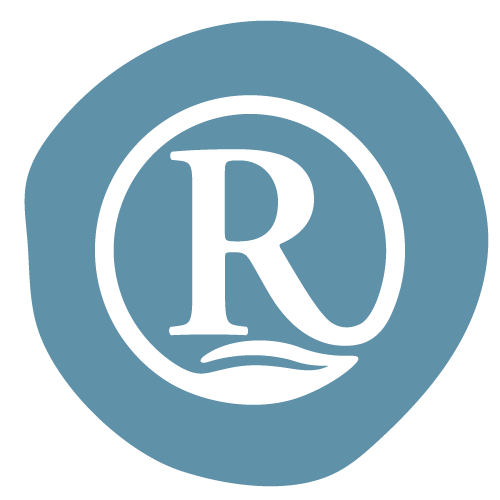 a blue circle with the letter r in it.
