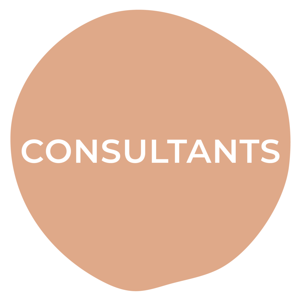 beige circle with consultants written