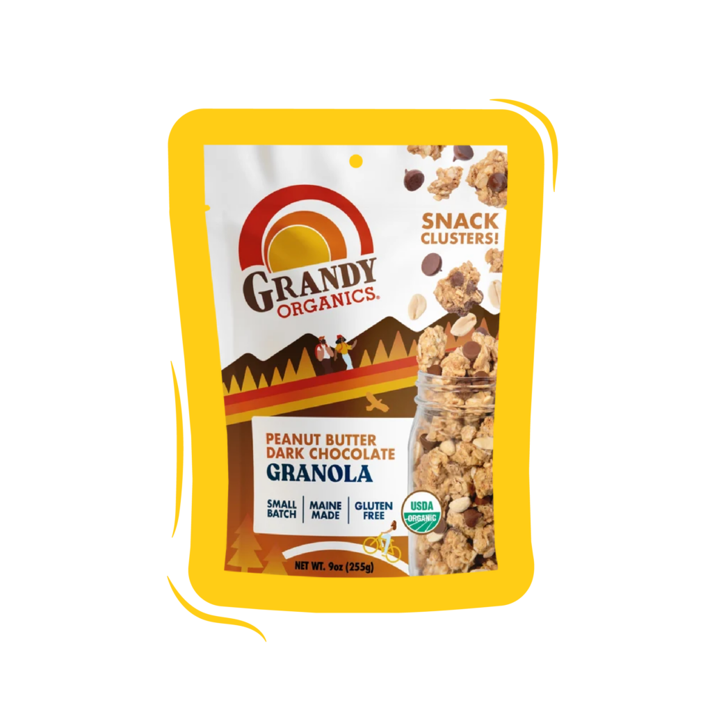 Pouch of Grandy Organics Peanut Butter Dark Chocolate Granola